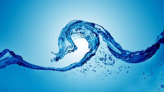 蓝色科技感水花水纹飞溅免抠