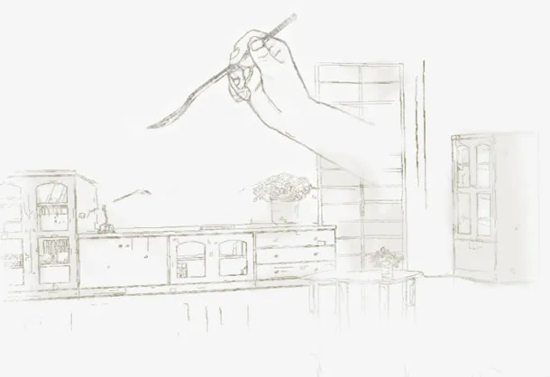 手绘线条家具屋子免抠