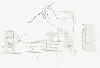 手绘线条家具屋子免抠