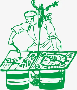 绿色剪纸人物免抠