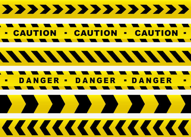 黄黑警告警戒线免抠