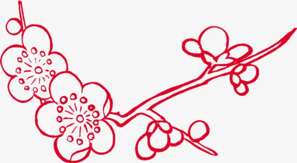 手绘红色梅花花卉免抠