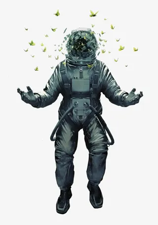 宇航员和蝴蝶免抠