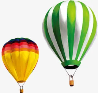 蓝色跟黄色条纹的热气球免抠