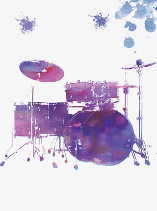 水彩装饰插图架子鼓免抠