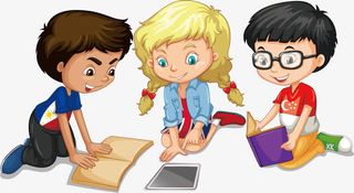 一起讨论课程的孩子免抠