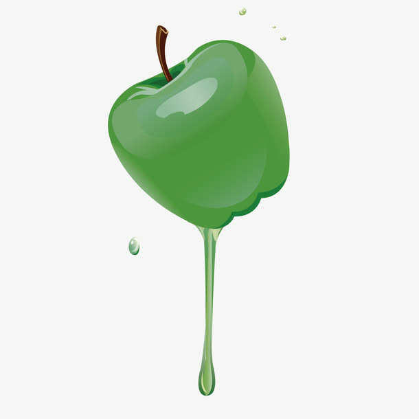 青苹果装饰插画免抠