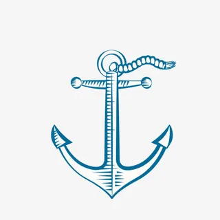 蓝色手绘锚免抠