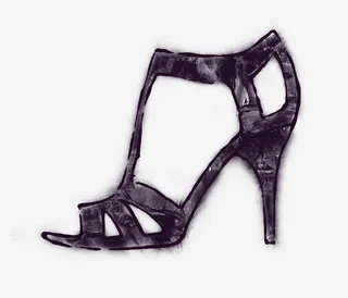 手绘黑色高跟鞋七夕情人节免抠