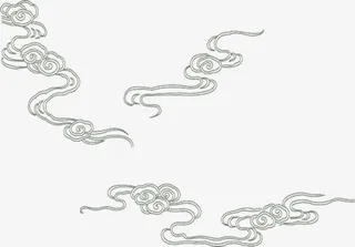 绿色线条祥云纹理中秋免抠