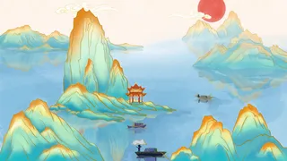 国潮山水风景高清