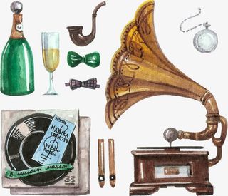 手绘复古派对元素免抠