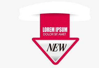 矢量标签英文标签扁平红色箭头免抠