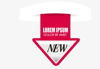 矢量标签英文标签扁平红色箭头免抠