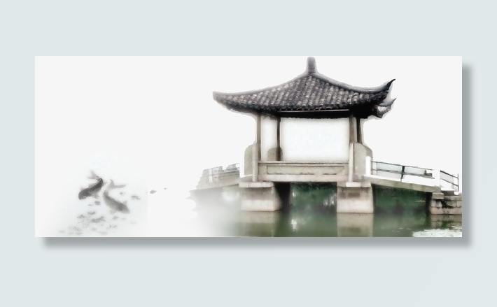江南烟雨建筑物古色免抠