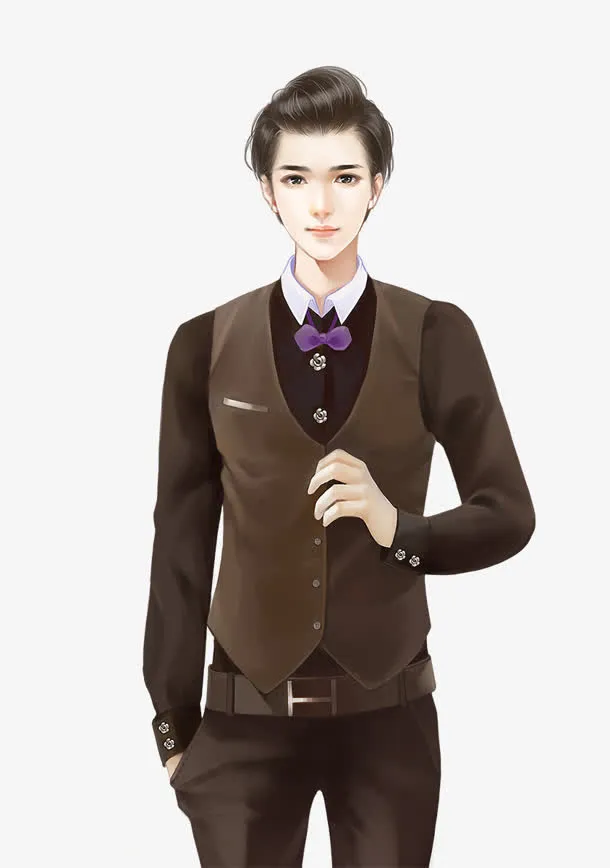 绅士美男子手绘免抠