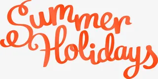 橙色暑假英文艺术字免抠