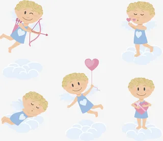 蓝色温柔爱心天使免抠