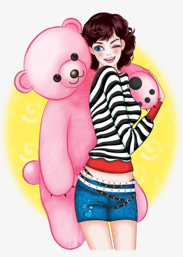 韩国时尚人物插画png图片免抠