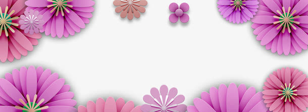 3D立体纸雕花朵边框免抠