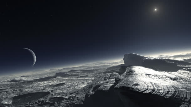 蓝色星空外太空岩石免抠