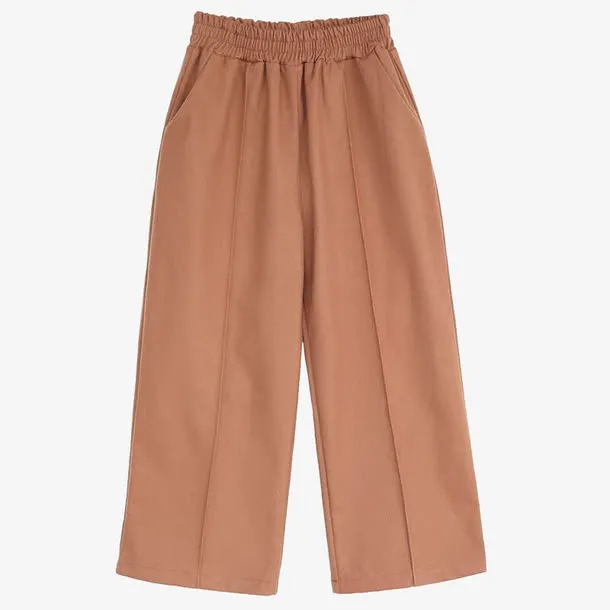 卡其色阔腿裤免抠