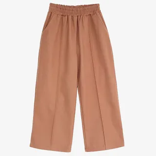 卡其色阔腿裤免抠