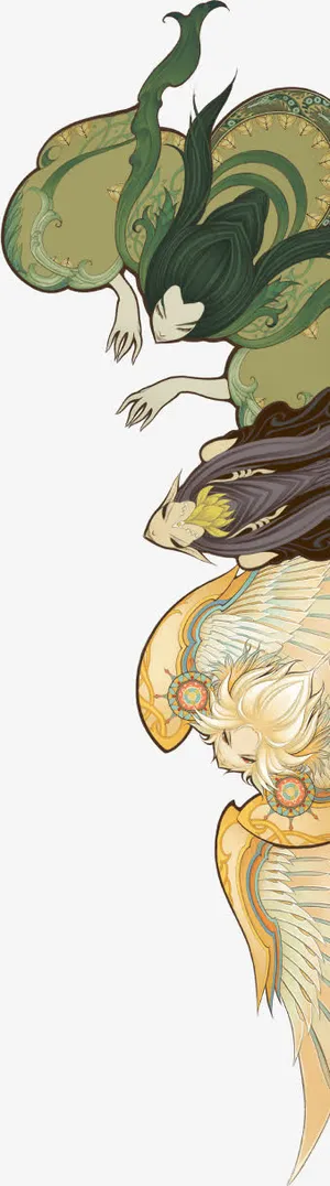 手绘仙女右边装饰免抠