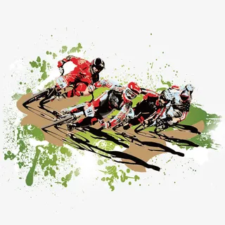 矢量水彩骑行素材免抠