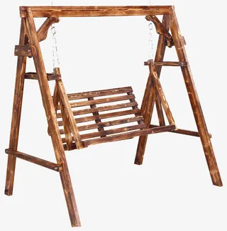 室内实木秋千吊椅摇摇椅免抠