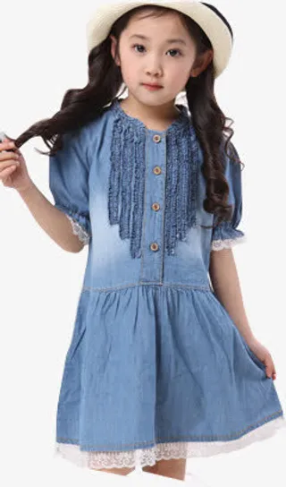 春天牛仔裙女孩时尚免抠