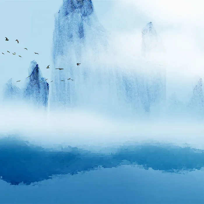 蓝色山水背景高清