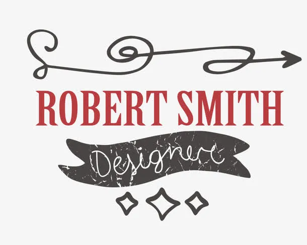 手绘复古标志免抠