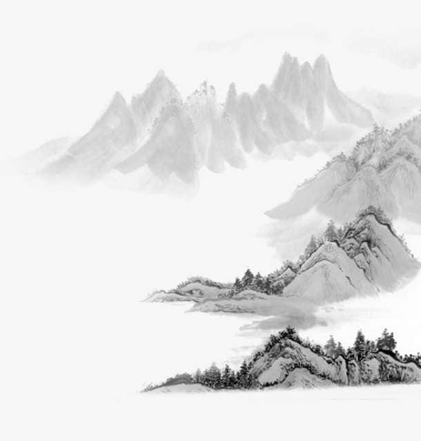 中国风山水风景画免抠