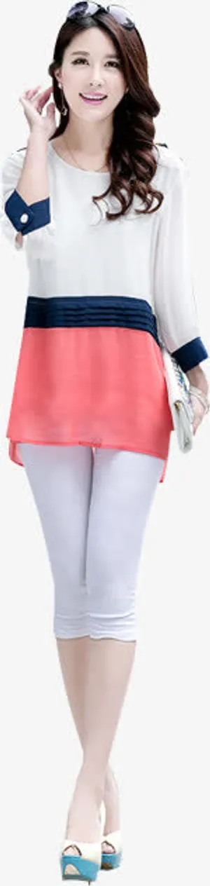 夏日小清新女装效果免抠