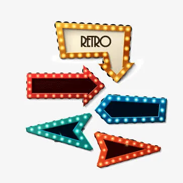 霓虹灯效果箭头装饰图案矢量图免抠