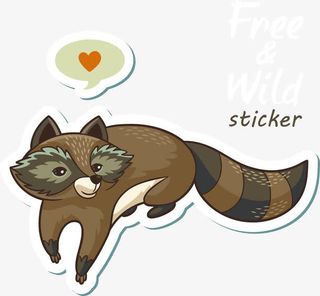 小浣熊贴纸插画矢量免抠