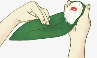 绿色荷叶包粽子食物元素免抠