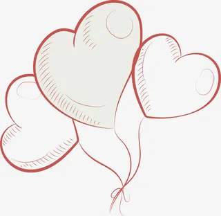 手绘爱心气球束免抠