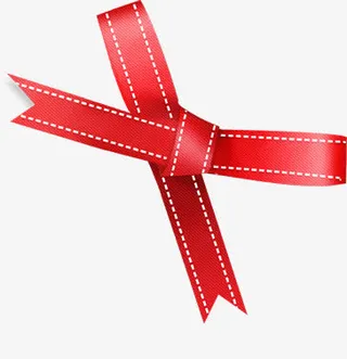 红色时尚丝带蝴蝶结免抠
