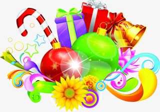 彩色礼盒花朵双11海报免抠