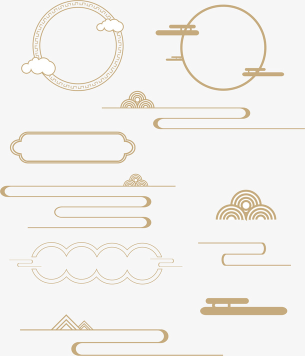 国潮古风祥云边框免抠