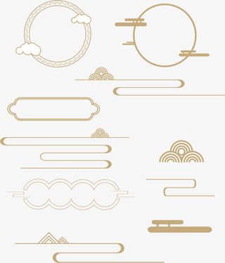 国潮古风祥云边框免抠
