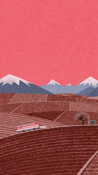 乡间田野红色田园风旅游H5背景图高清