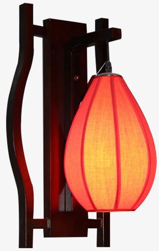 木质布艺中式灯笼壁灯免抠