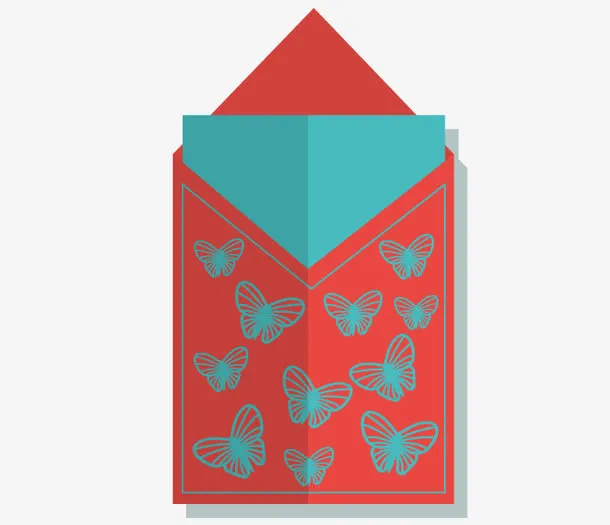 矢量装饰蝴蝶红包免抠