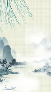 中国风水墨山水春天广告高清