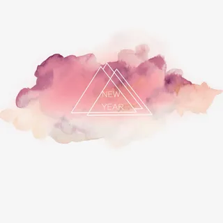 新年粉色泼墨渐变水彩免扣素材免抠