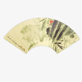 扇形水墨画边框免抠