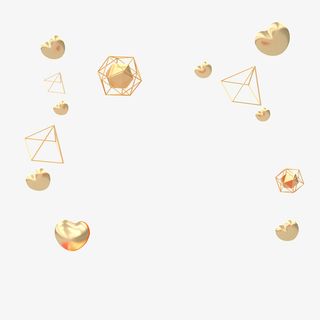 C4D金色爱心金属立体免抠